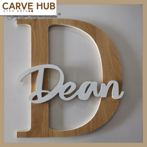 Versatile scripted wood letters for nursery and home decor