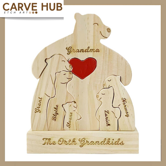 Personalized Bear Family Wood Puzzle