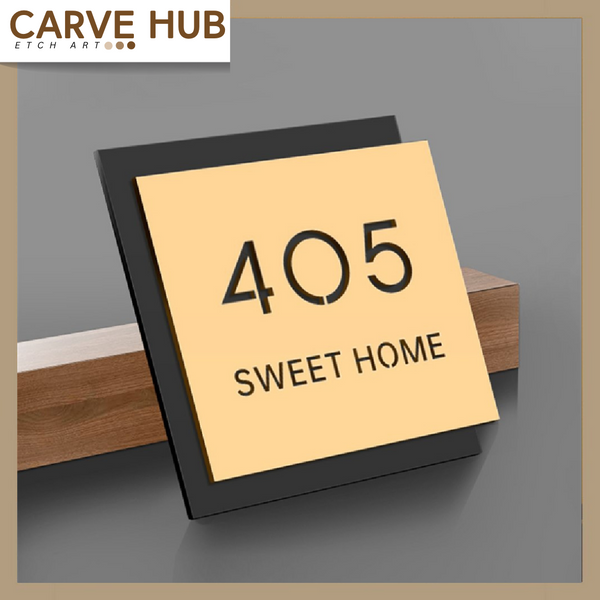 Wood 3D floating house number sign