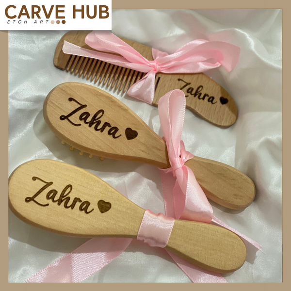 Personalized wooden hairbrush