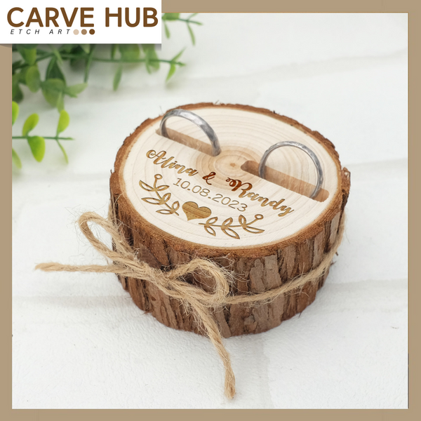 Rustic personalized wedding ring bearer box