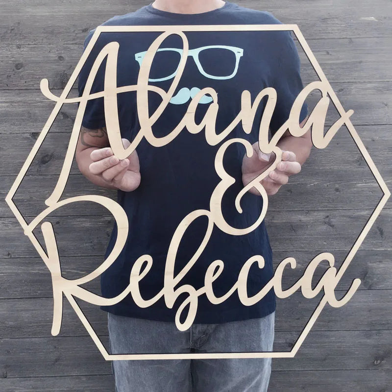 Personalized hexagon name sign