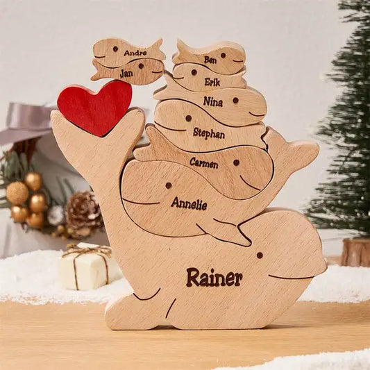 Personalized Whale Family Wooden Name Puzzle