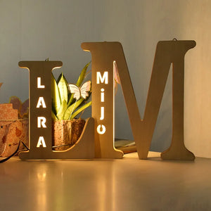 Wooden glow: Personalized initial night light