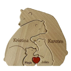 Personalized Wooden Bear Family Ornaments