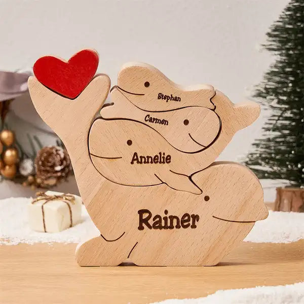 Personalized Whale Family Wooden Name Puzzle