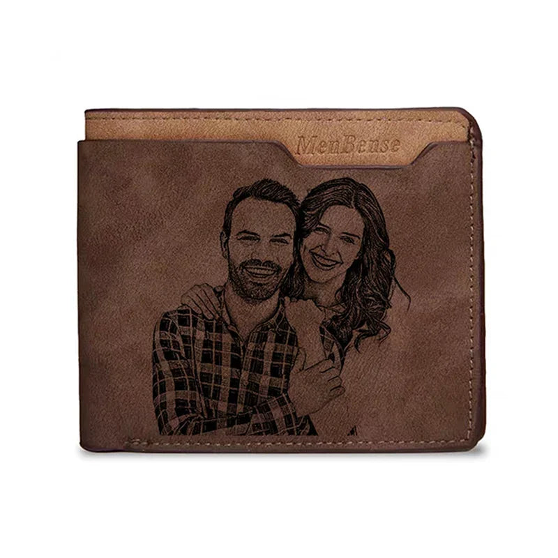 Custom engraved multi-function leather wallet