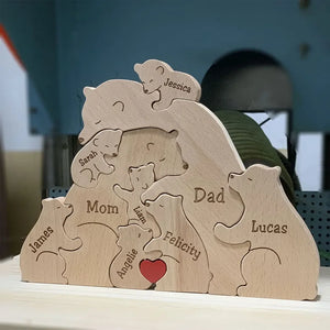 Personalized Wooden Bear Family Ornaments