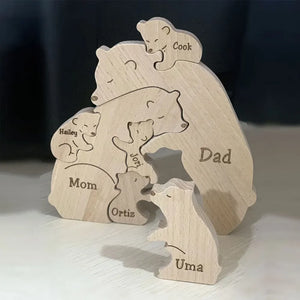 Personalized Wooden Bear Family Ornaments