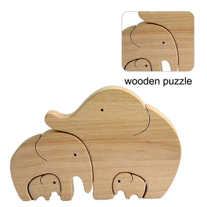 Animal-Themed Wooden Heart Puzzle for Family