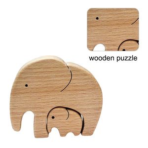 Animal-Themed Wooden Heart Puzzle for Family