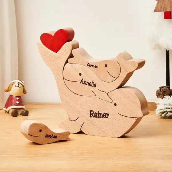 Personalized Whale Family Wooden Name Puzzle