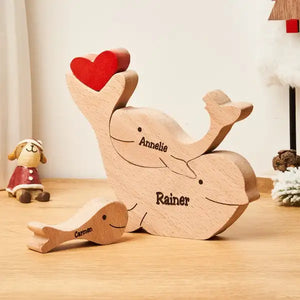 Personalized Whale Family Wooden Name Puzzle