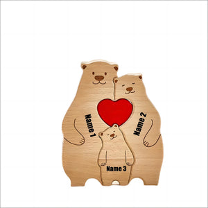 Custom Bear Family Wooden Puzzle with Free Engraving