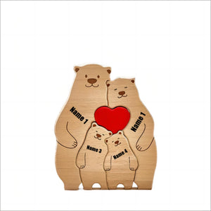 Custom Bear Family Wooden Puzzle with Free Engraving