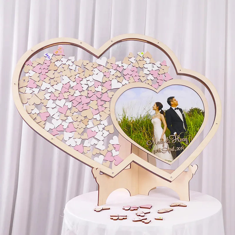 Double heart guestbook frame