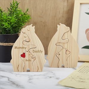 Custom Wooden Bear Family Art