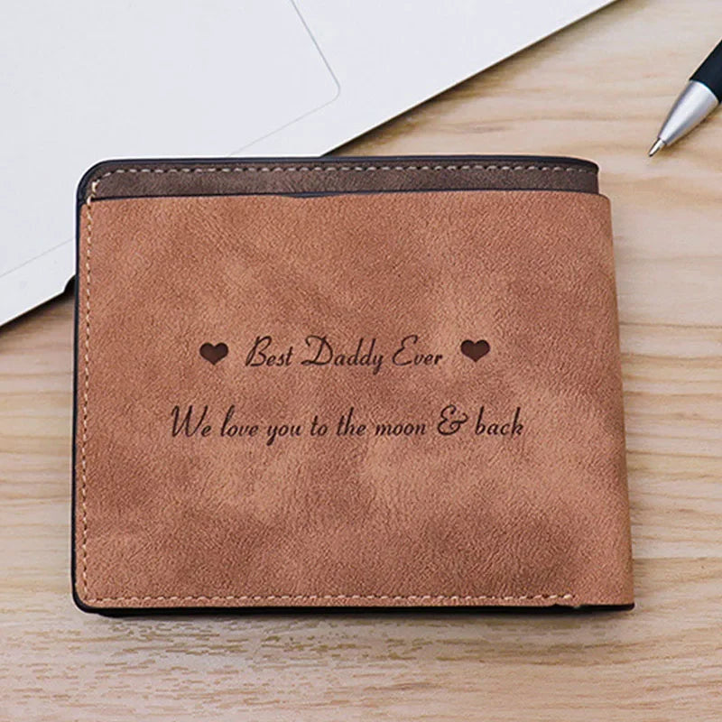 Custom engraved multi-function leather wallet