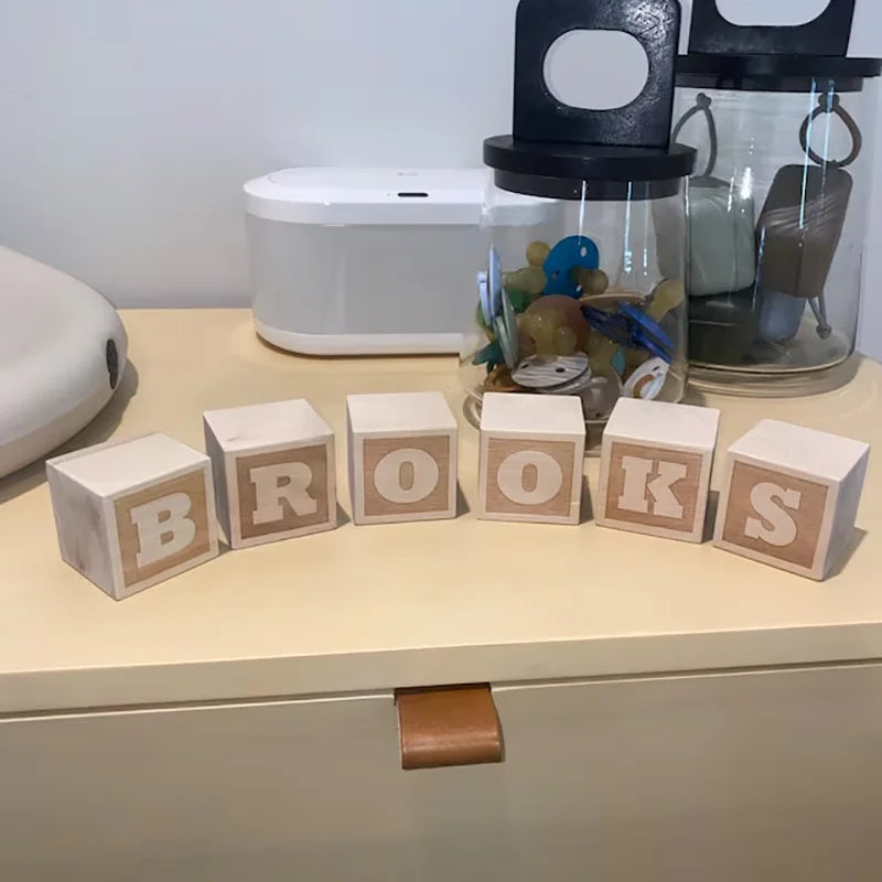 Personalized wooden name blocks