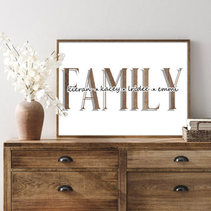 Custom wood pattern family portrait