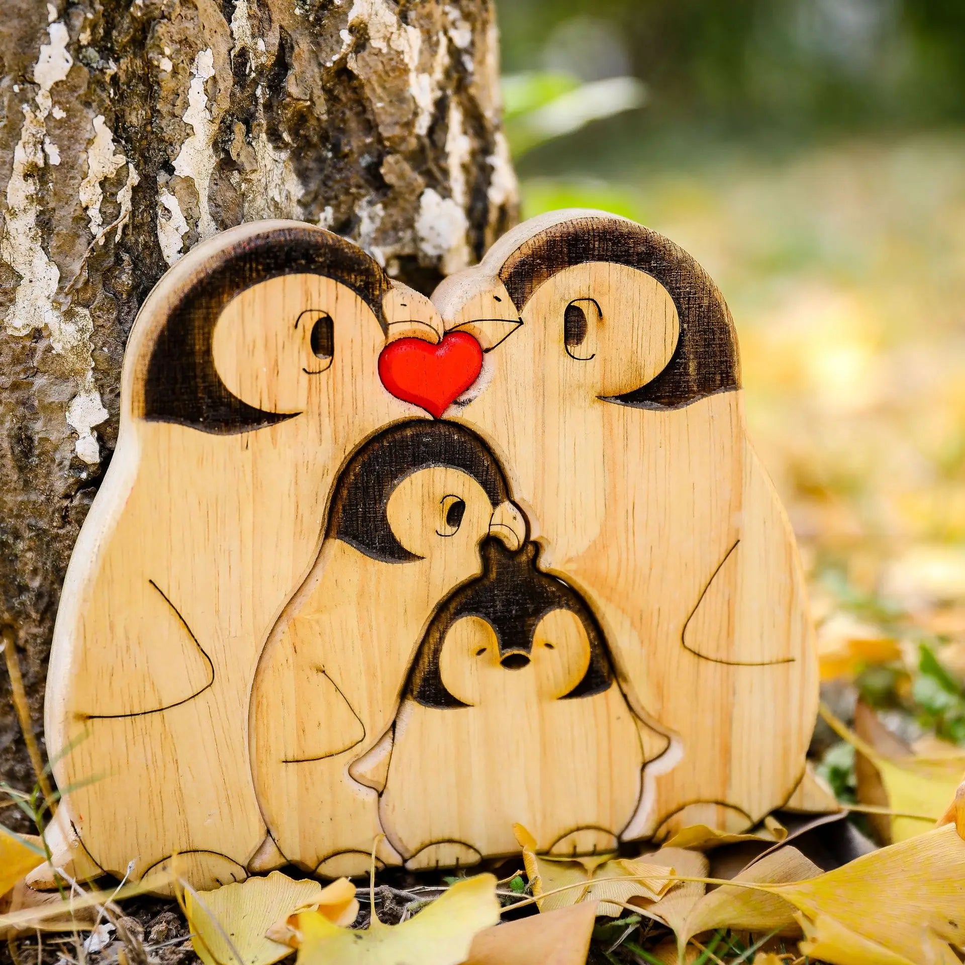 Parent-child Penguin Wooden Puzzle Set.