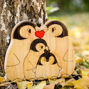 Parent-child Penguin Wooden Puzzle Set.