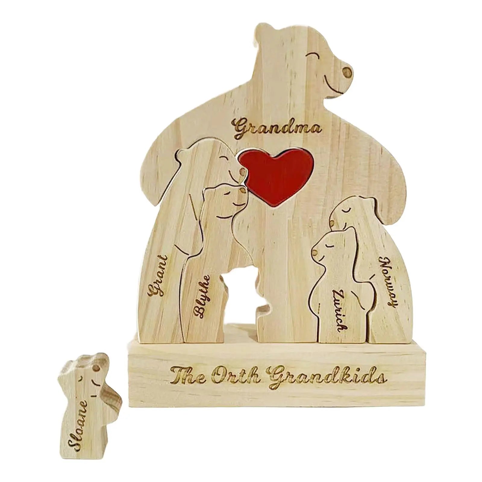 Personalized Bear Family Wood Puzzle