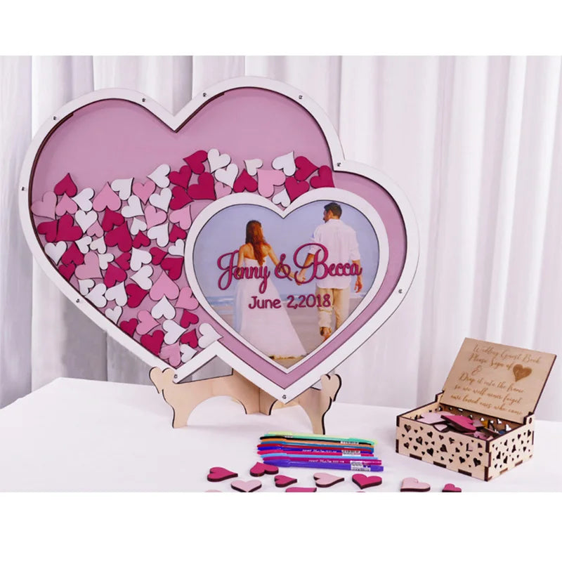 Double heart guestbook frame