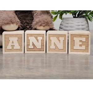 Personalized wooden name blocks