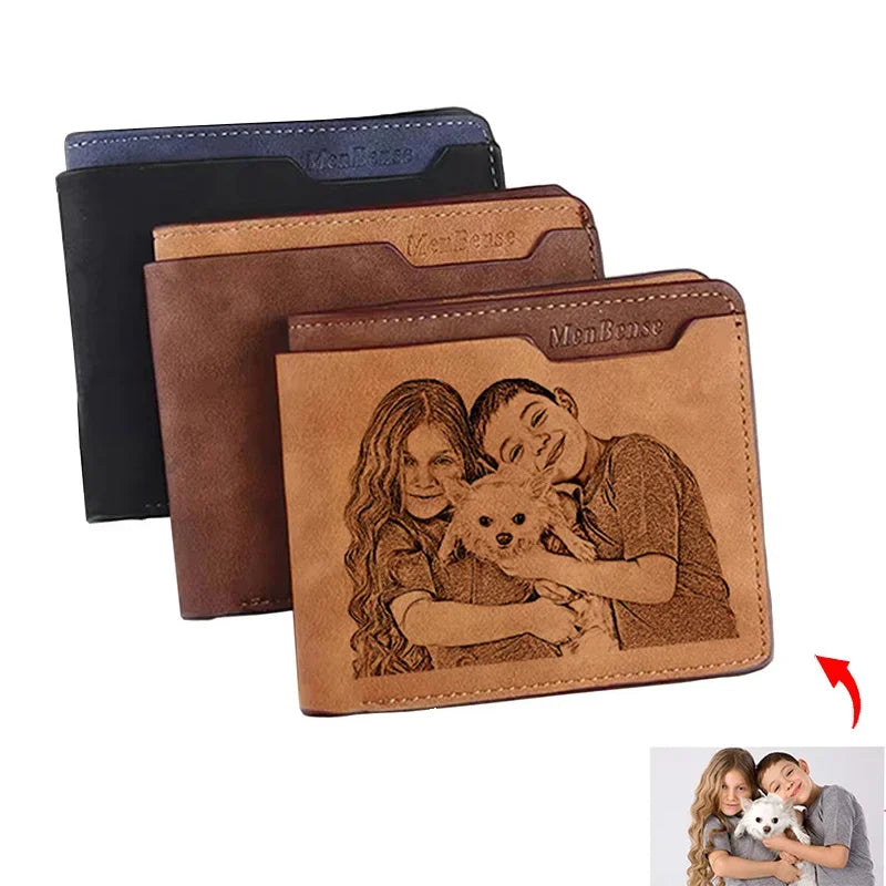 Custom engraved multi-function leather wallet