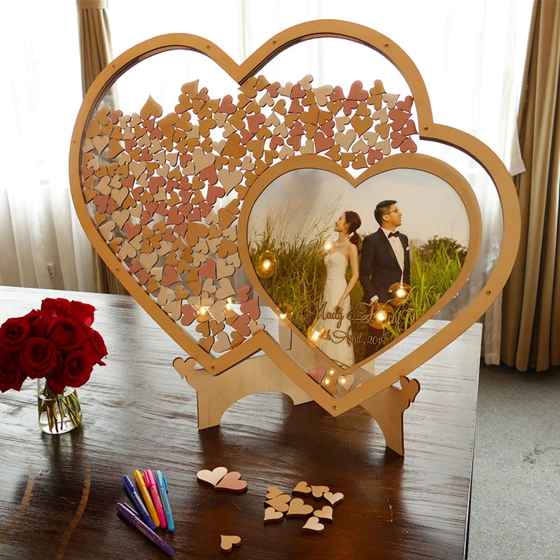 Double heart guestbook frame