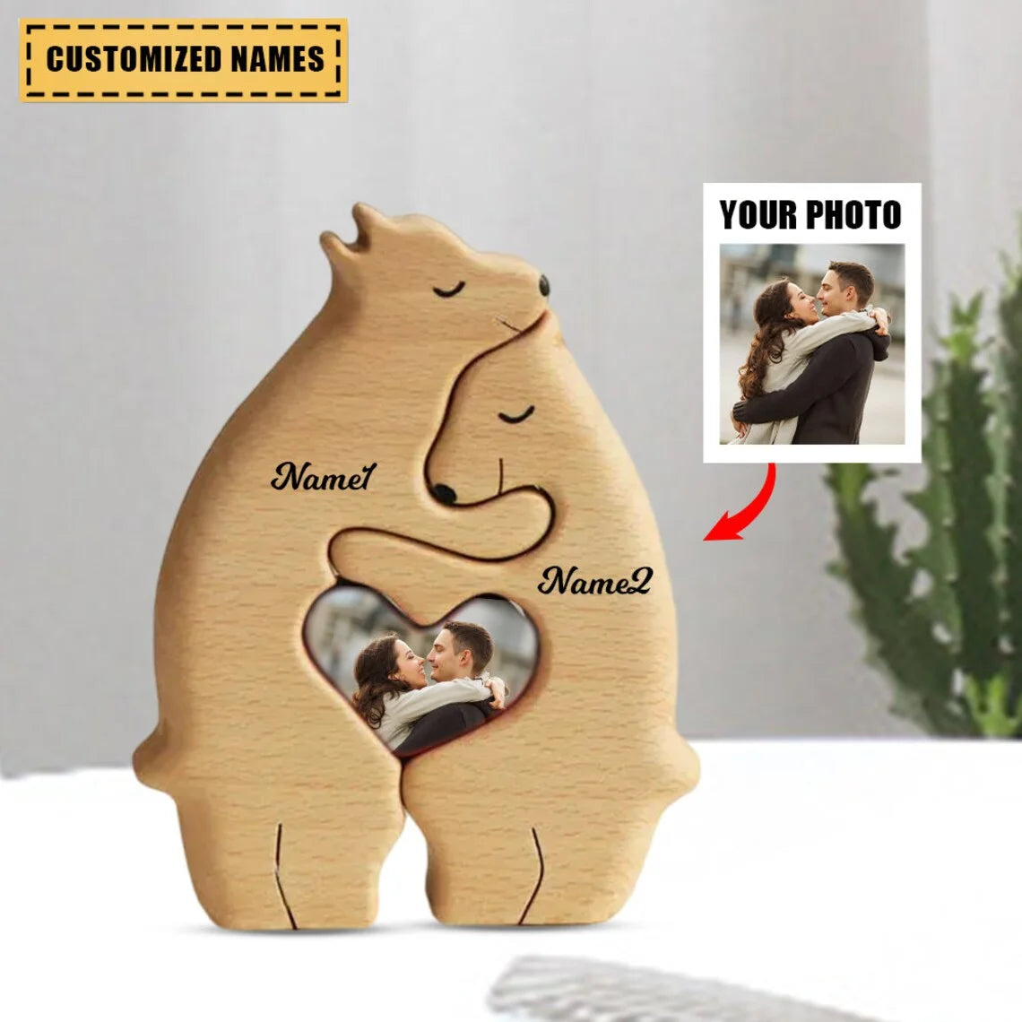 Custom Wooden Bear Family Art