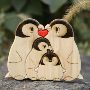 Parent-child Penguin Wooden Puzzle Set.