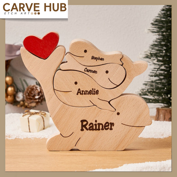 Personalized Whale Family Wooden Name Puzzle